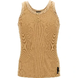 Beige Polyamide Tank Tops