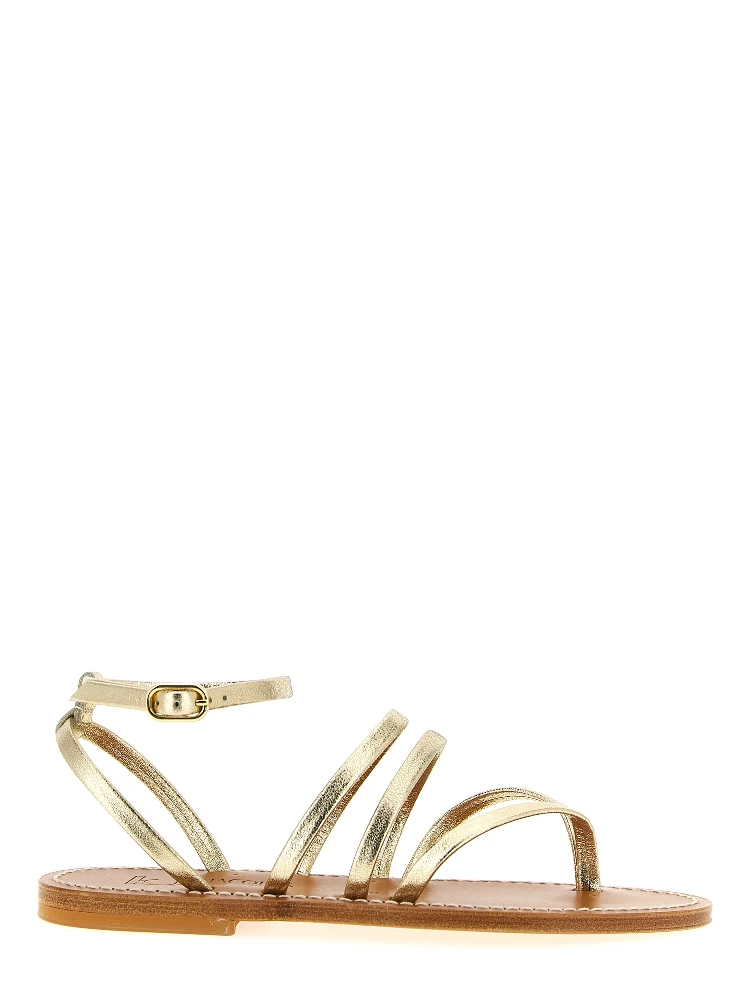 Gold Cowhide Flat Sandals