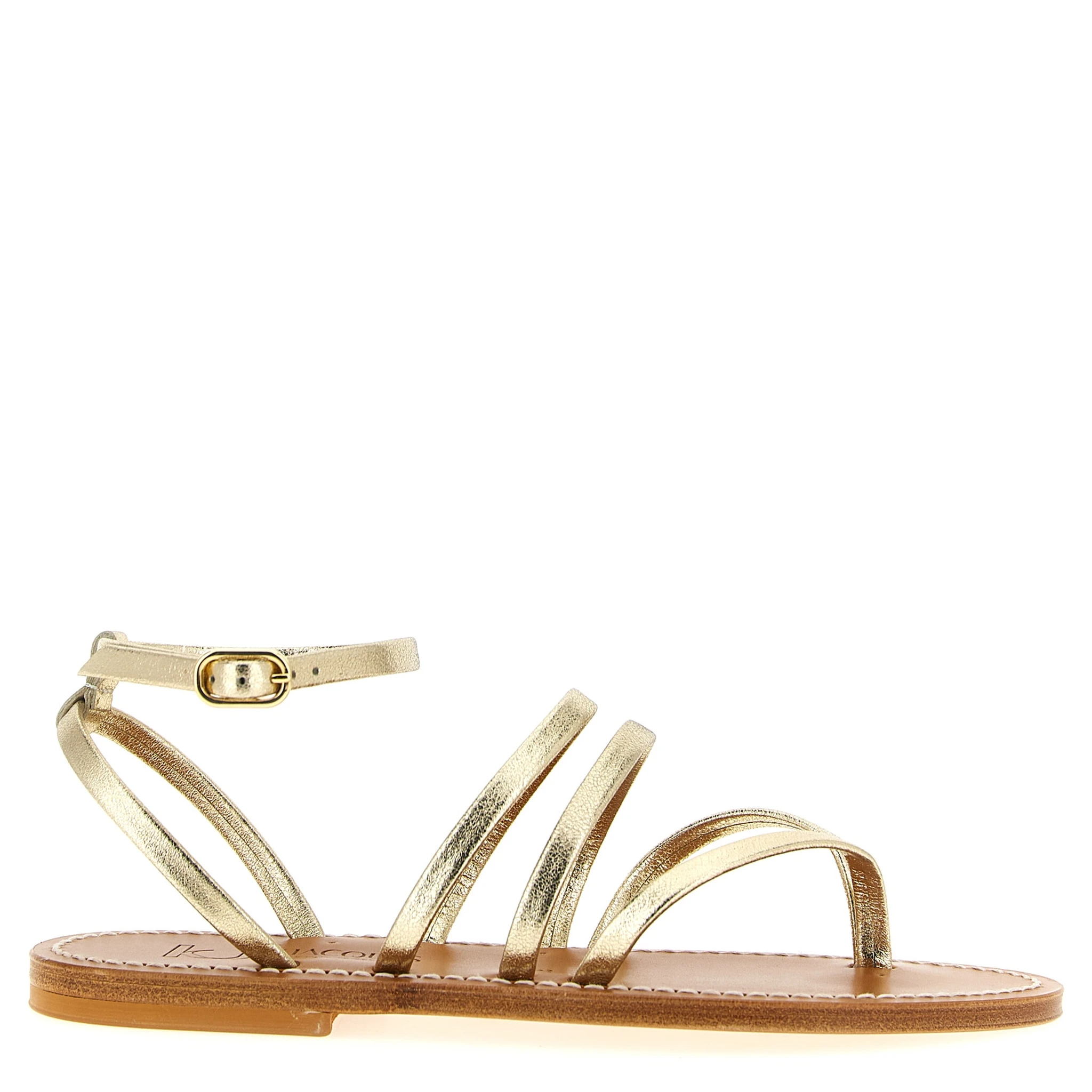 Gold Cowhide Flat Sandals