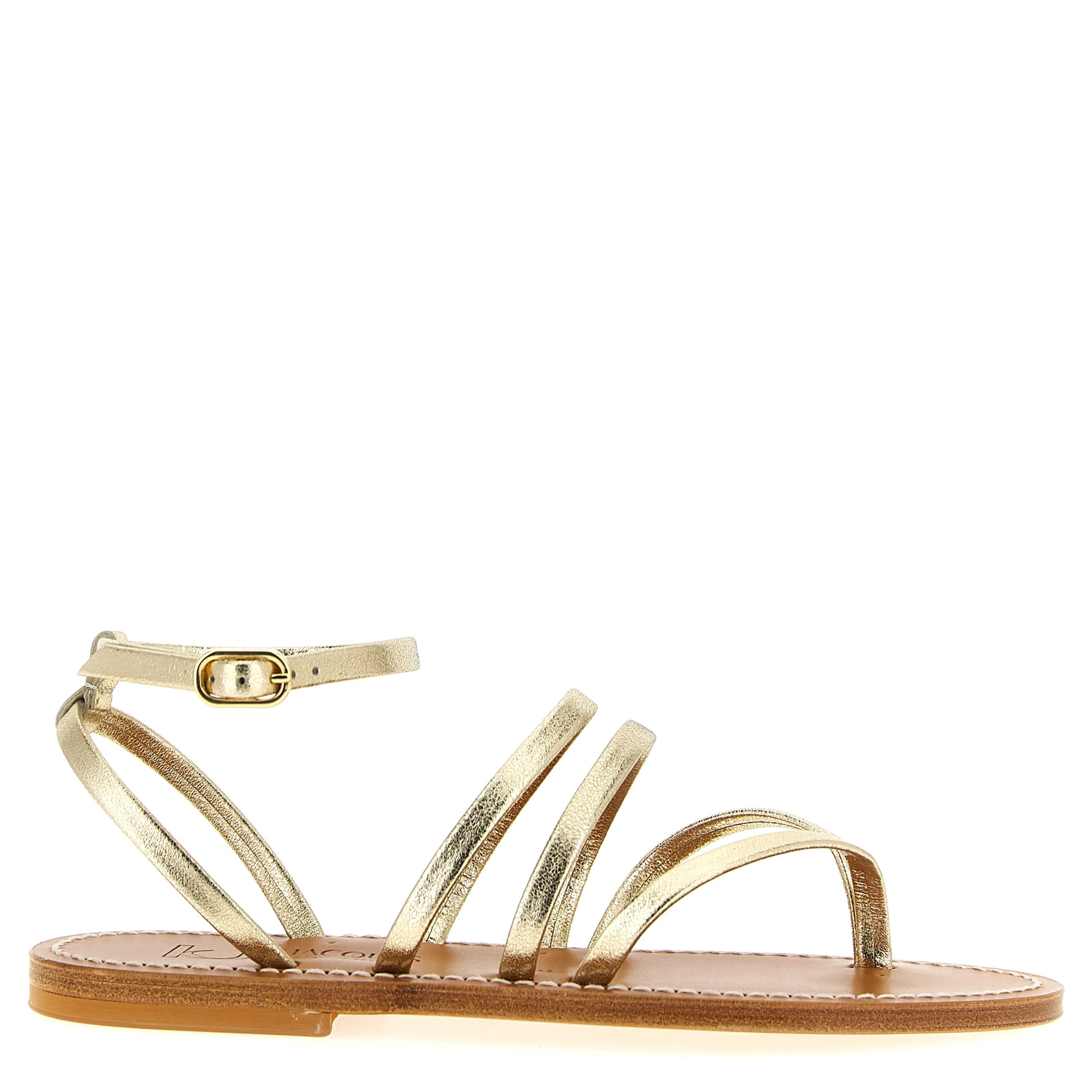 Gold Cowhide Flat Sandals