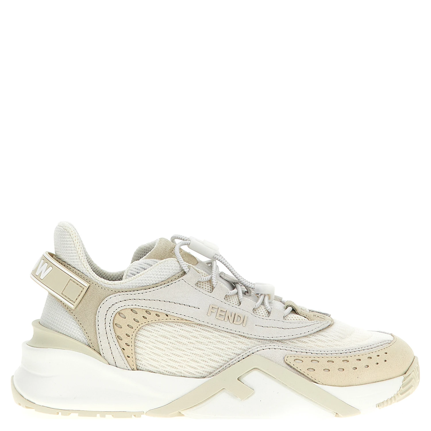 White Polyester Athletic Sneakers