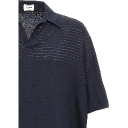 Blue Silk Polo Shirt