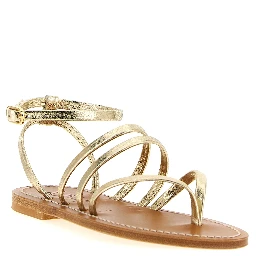 Gold Cowhide Flat Sandals