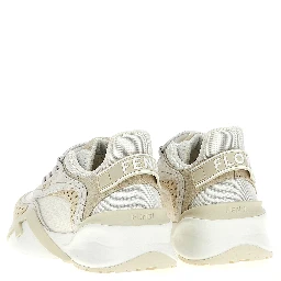 White Polyester Athletic Sneakers