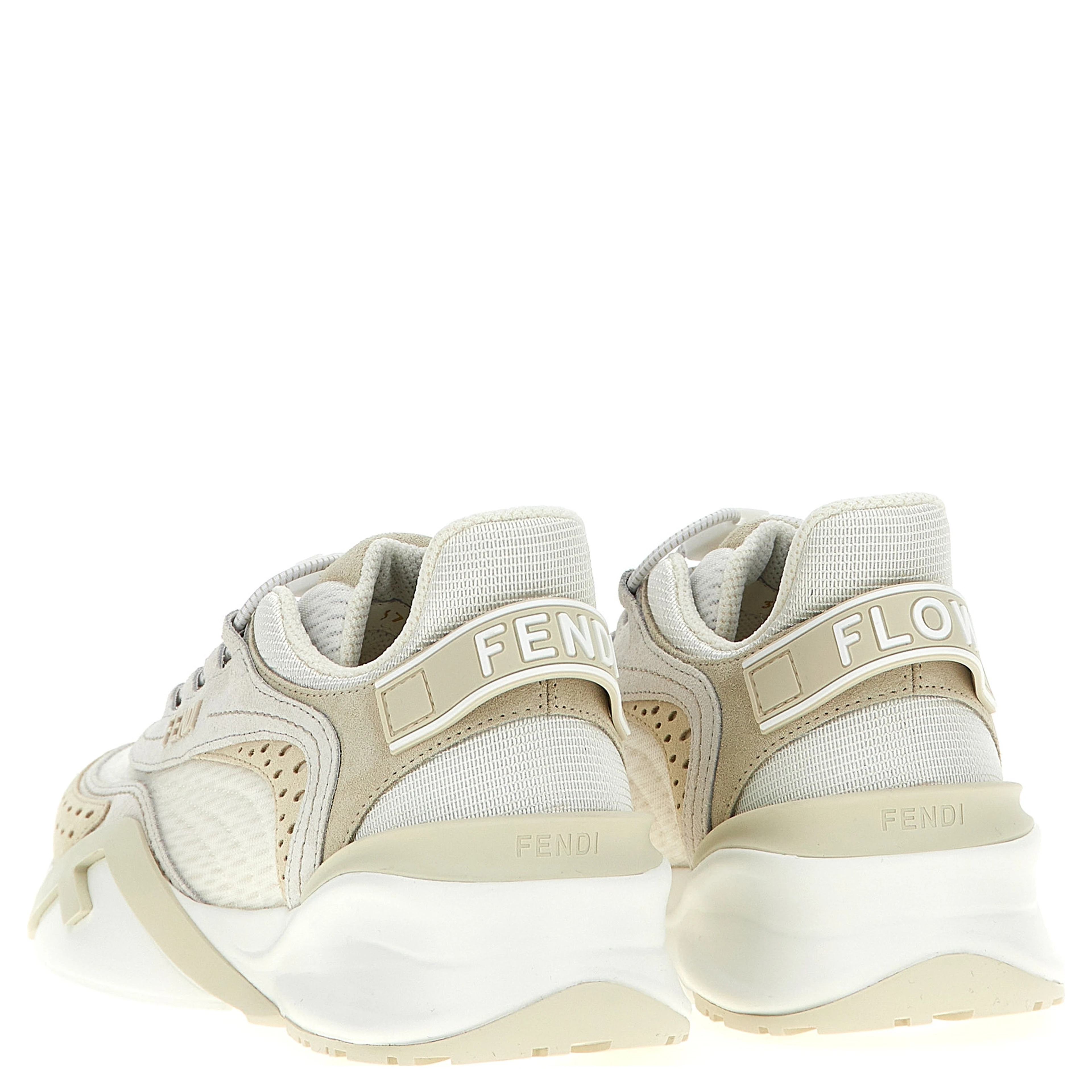 White Polyester Athletic Sneakers
