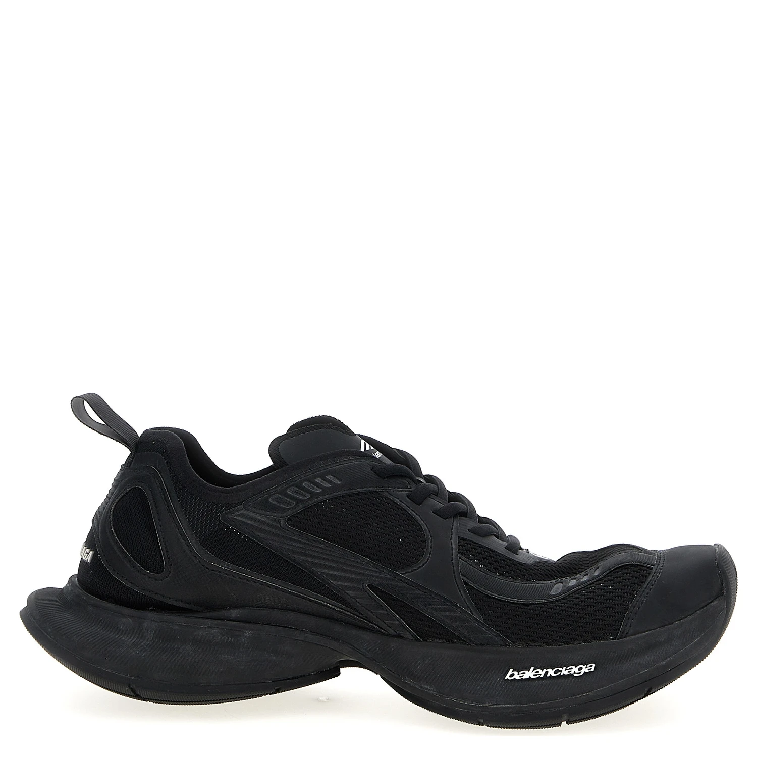 Black Polyester Athletic Sneakers