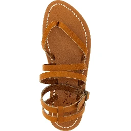 Brown Cowhide Flat Sandals