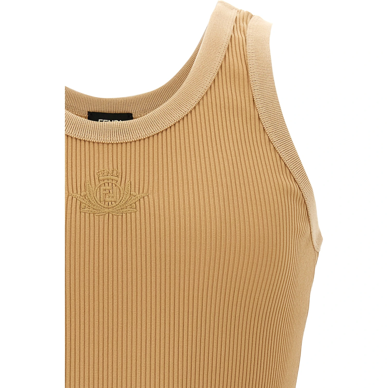 Beige Polyamide Tank Tops