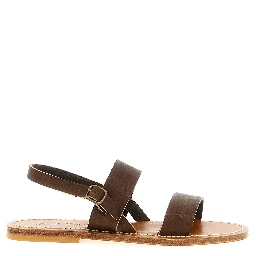 Brown Cowhide Flat Sandals