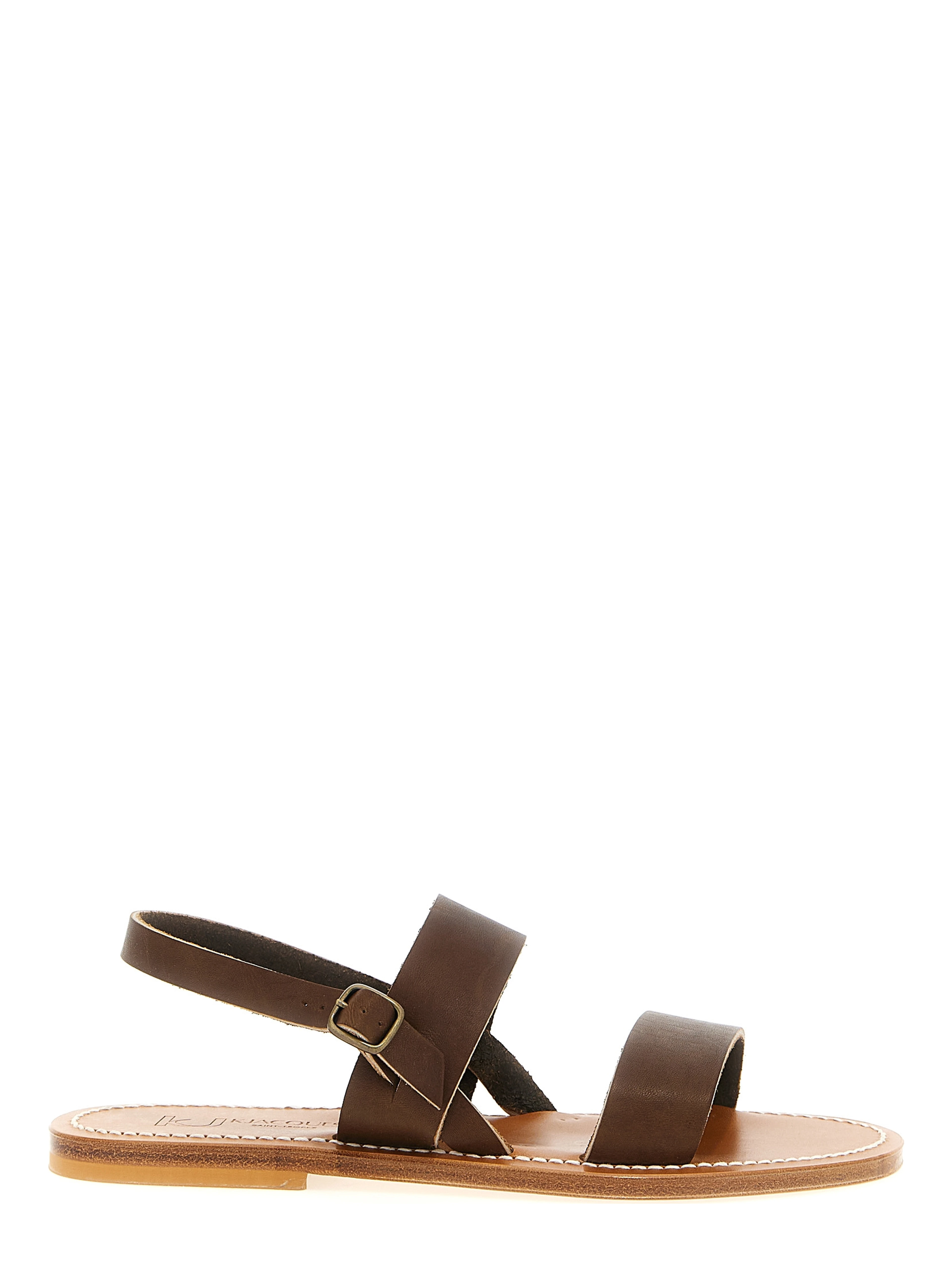 Brown Cowhide Flat Sandals
