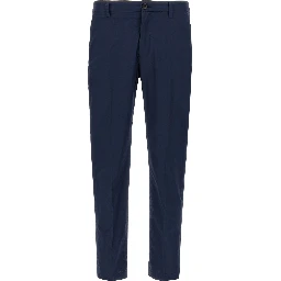 Blue Cotton Cropped Pants