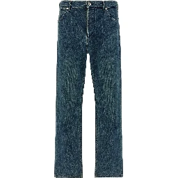 Blue Cotton Straight-Leg Jeans