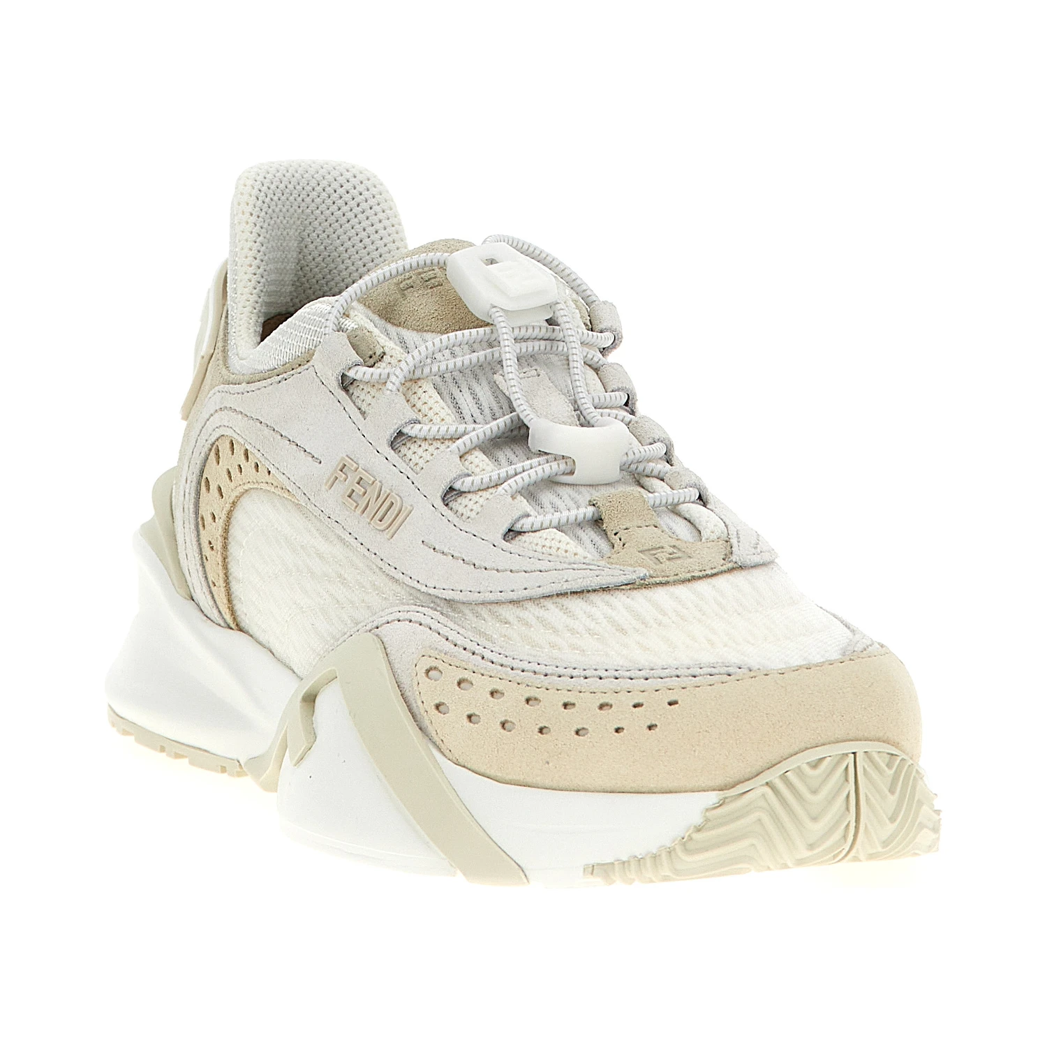White Polyester Athletic Sneakers