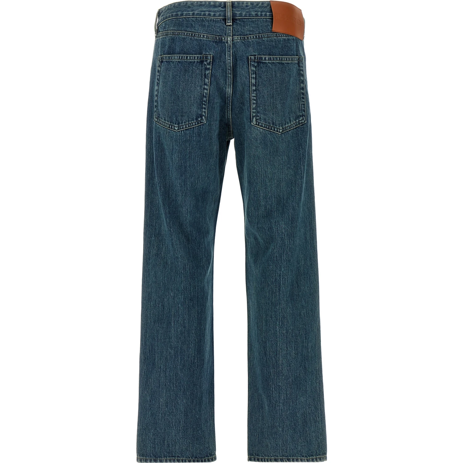 Blue Cotton Straight-Leg Jeans