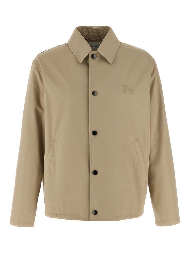Beige Cotton Full-Length Jacket
