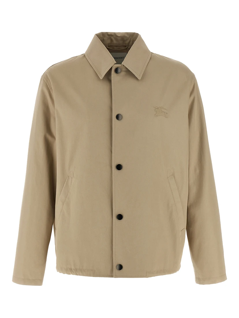 Beige Cotton Full-Length Jacket