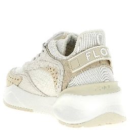 White Polyester Athletic Sneakers