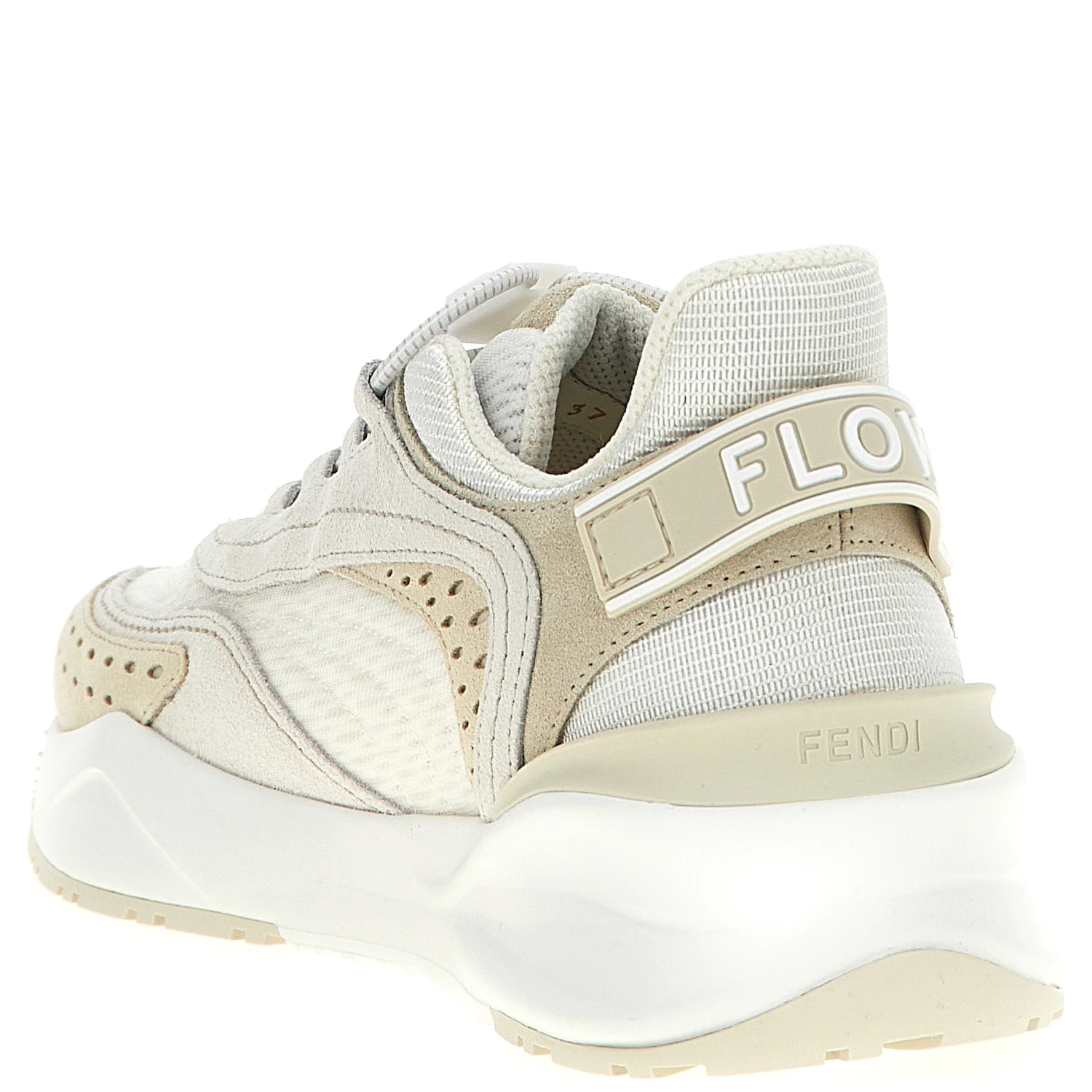 White Polyester Athletic Sneakers