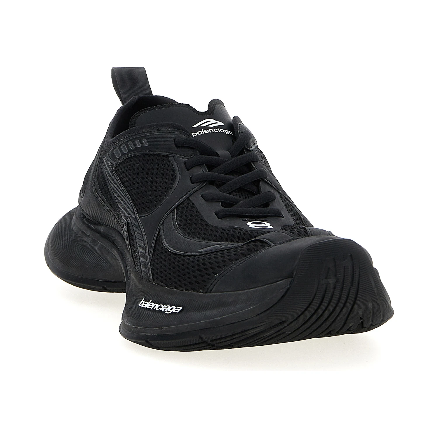 Black Polyester Athletic Sneakers