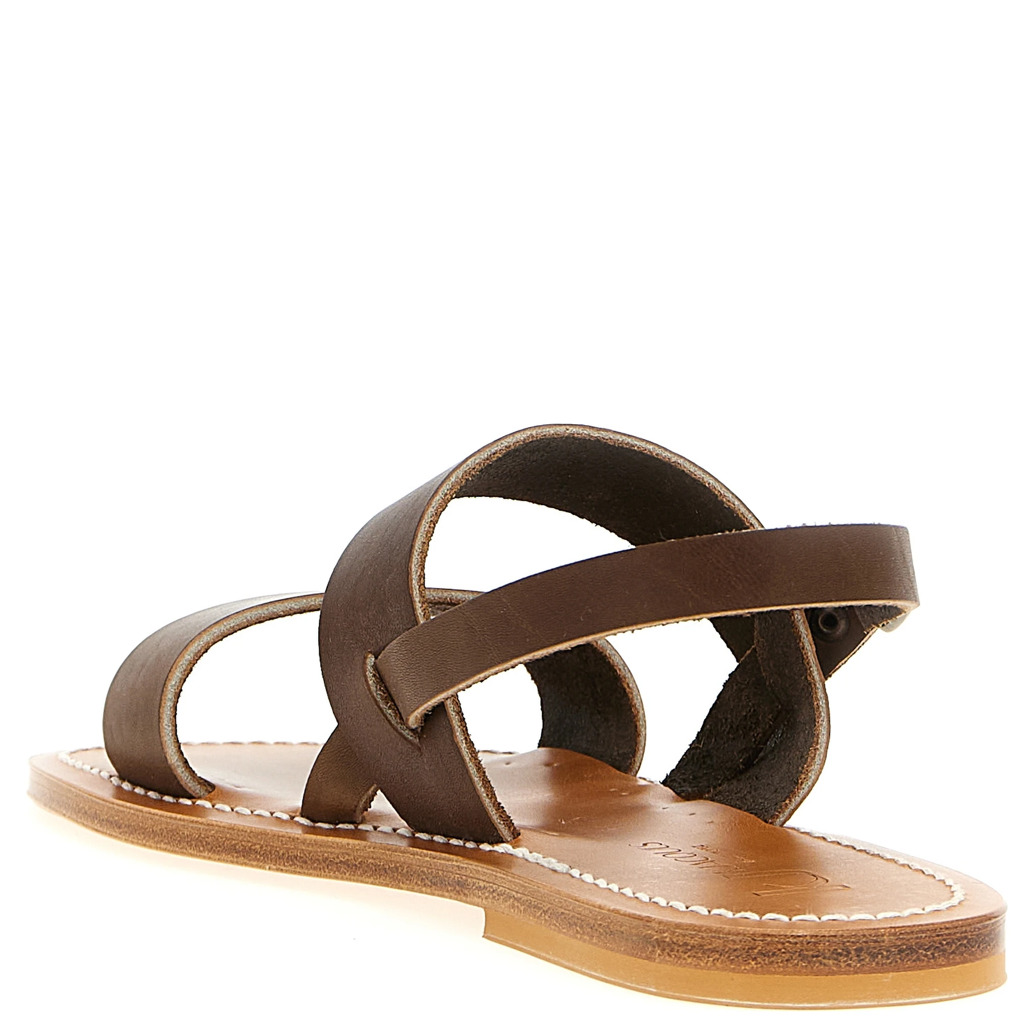 Brown Cowhide Flat Sandals