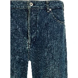 Blue Cotton Straight-Leg Jeans