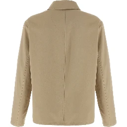 Beige Cotton Full-Length Jacket