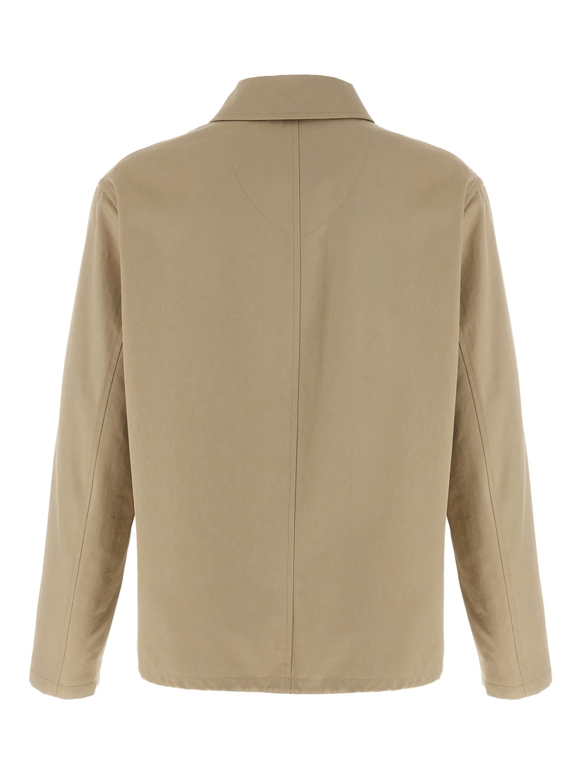 Beige Cotton Full-Length Jacket