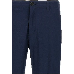 Blue Cotton Cropped Pants