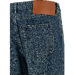 Blue Cotton Straight-Leg Jeans