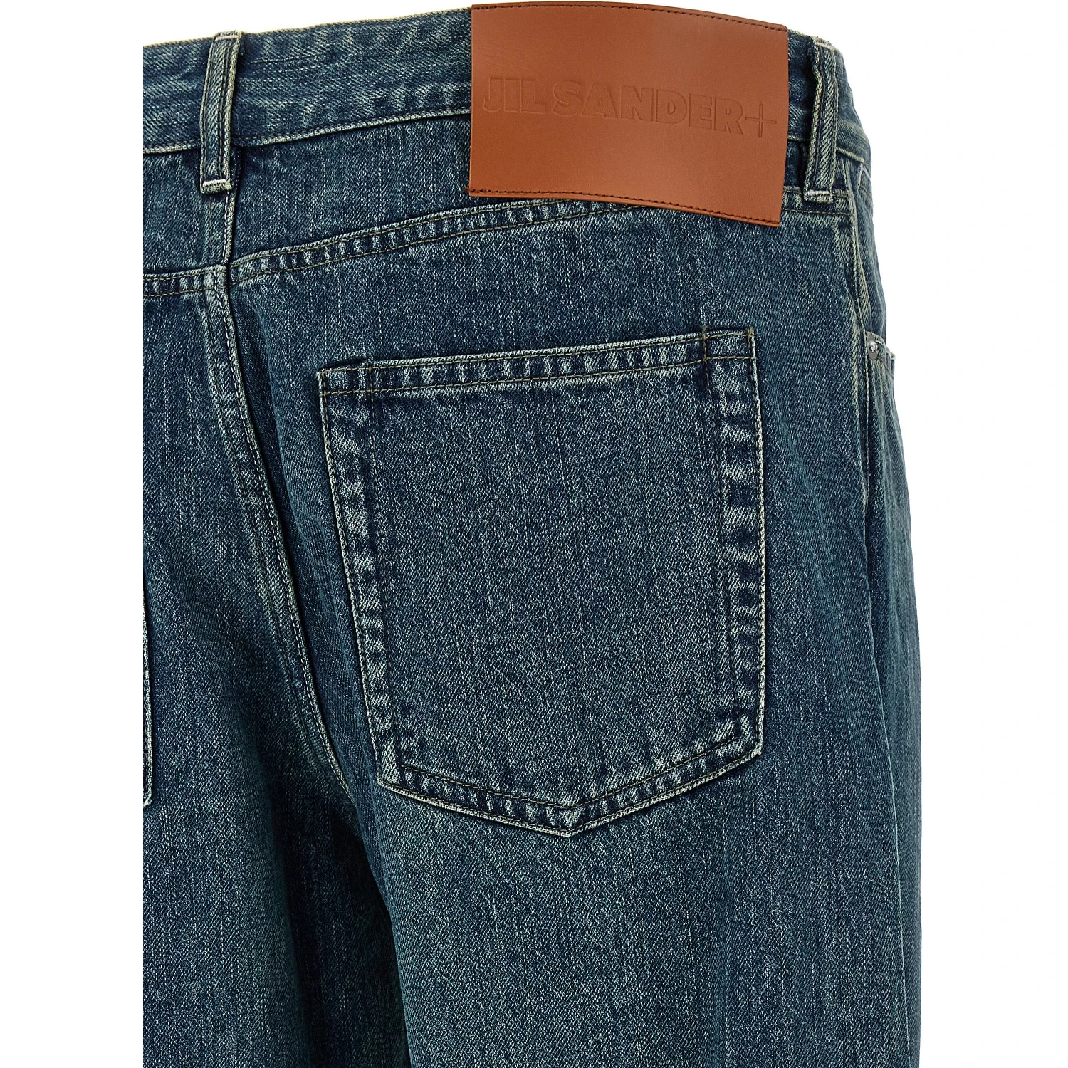 Blue Cotton Straight-Leg Jeans