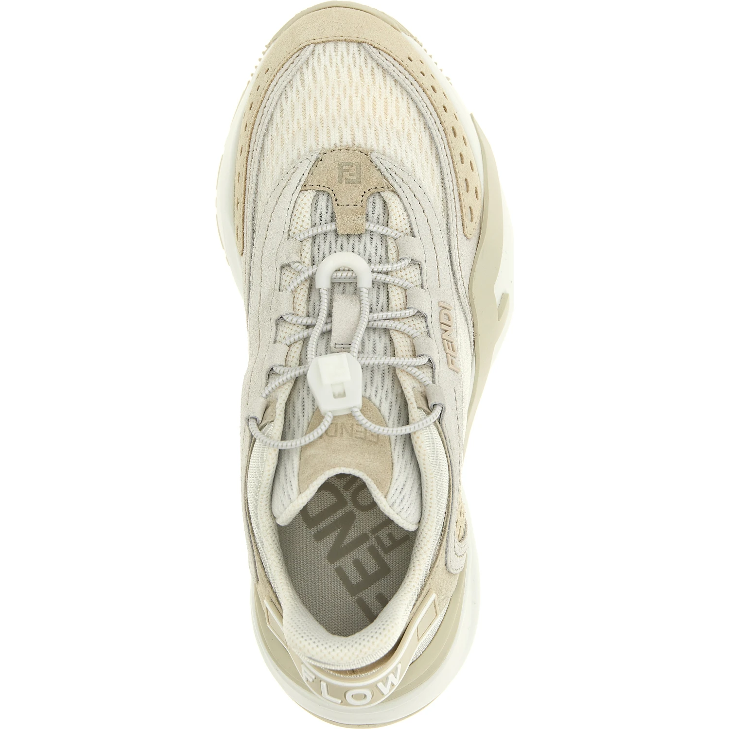 White Polyester Athletic Sneakers