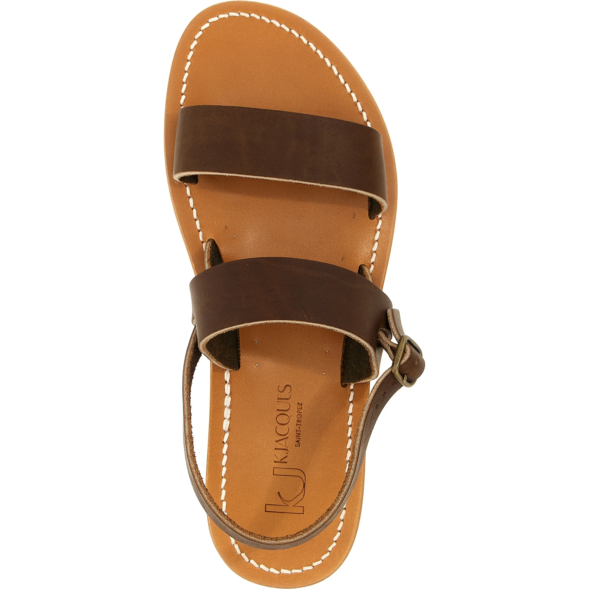 Brown Cowhide Flat Sandals
