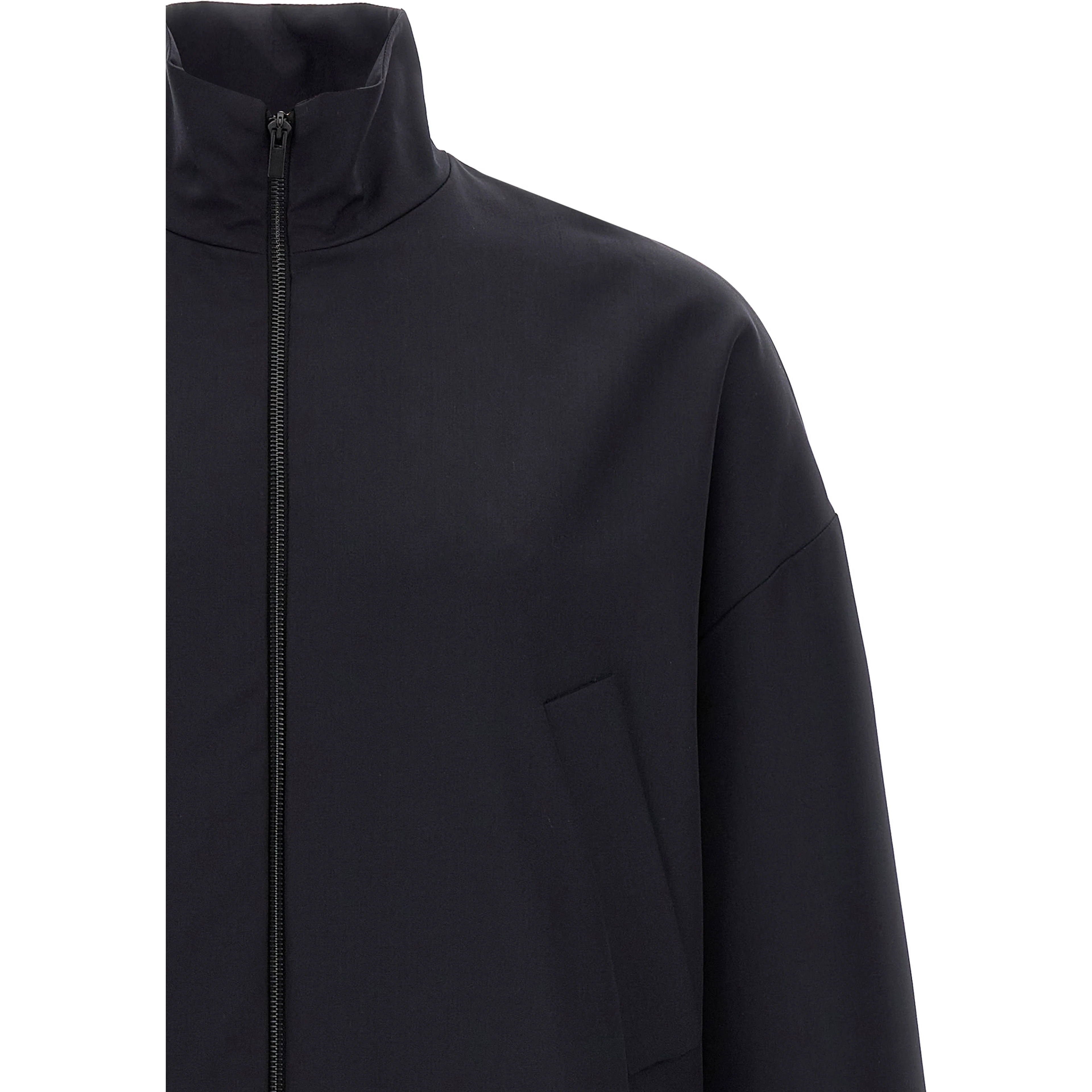 Blue Virgin Wool Full-Length Jacket