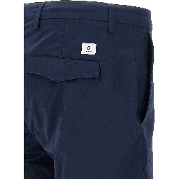 Blue Cotton Cropped Pants