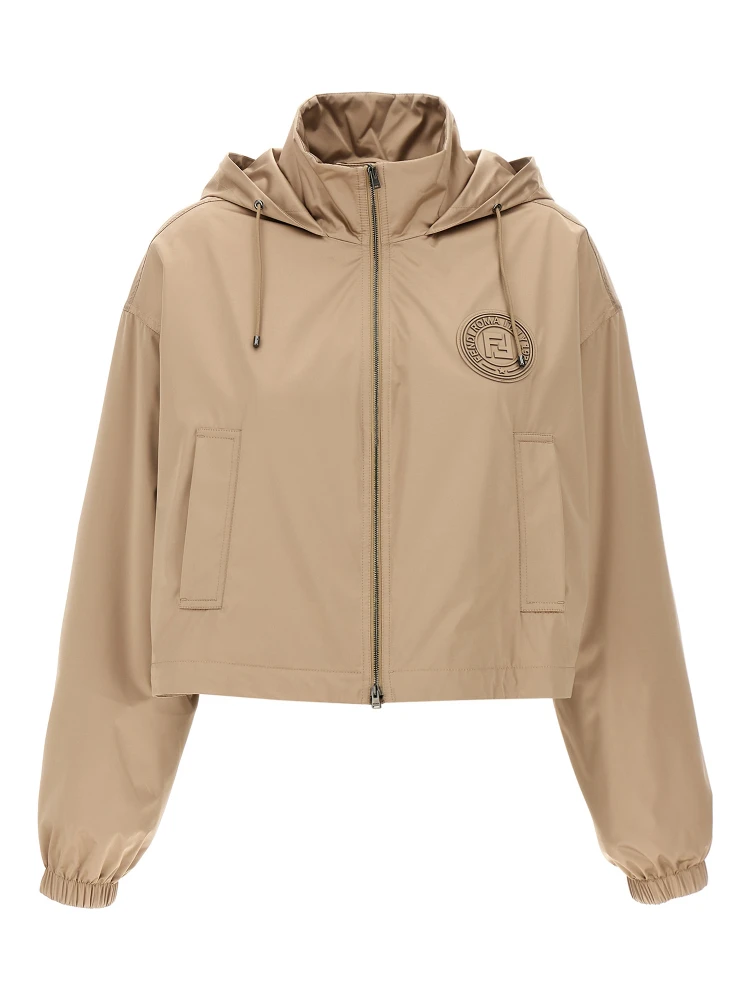 Brown Polyester Shell Jacket