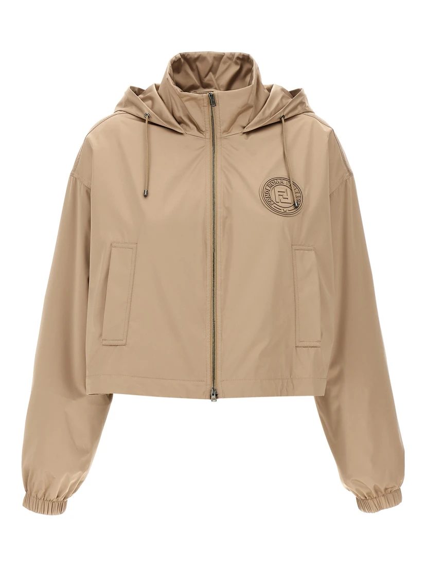 Brown Polyester Shell Jacket