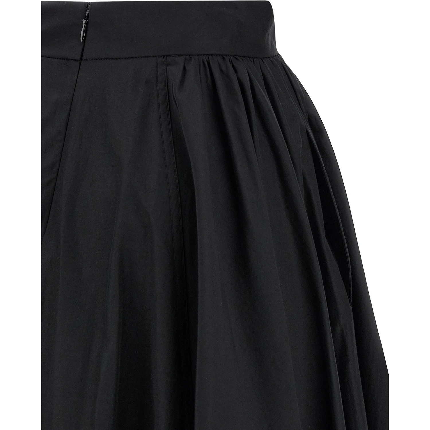 Black Polyester Mini Skirt