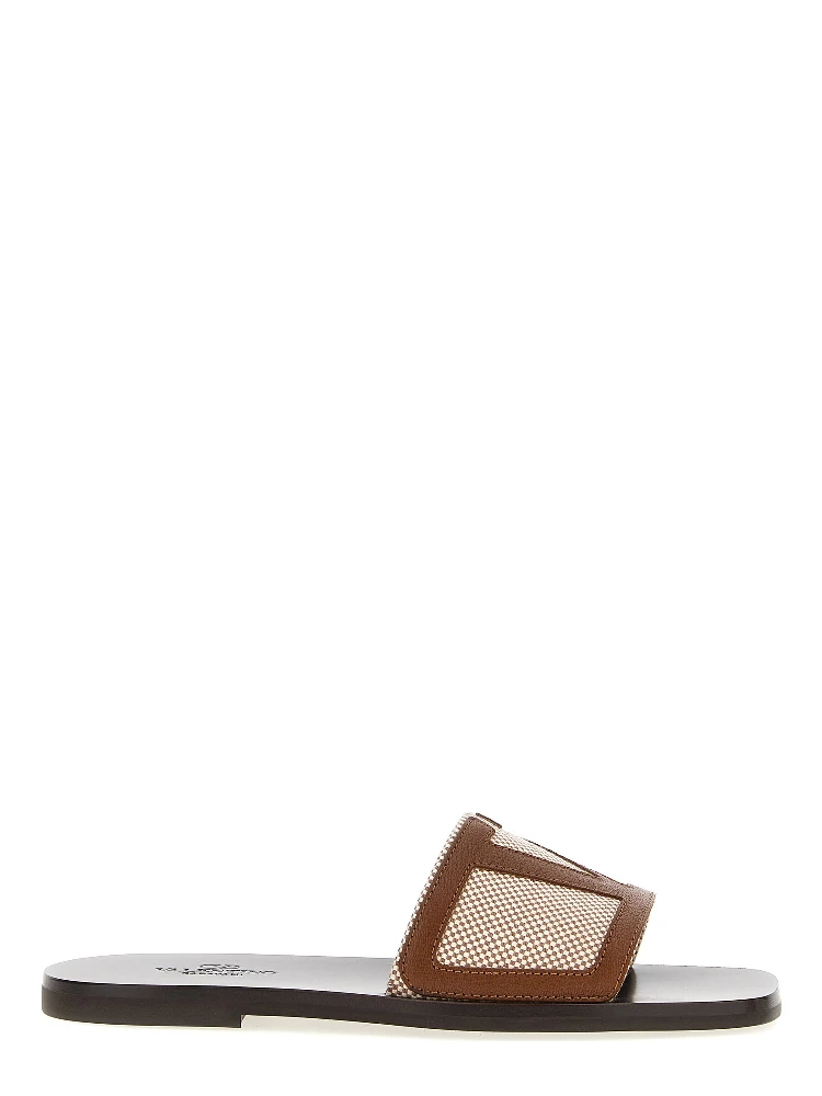 Brown Cotton Slides