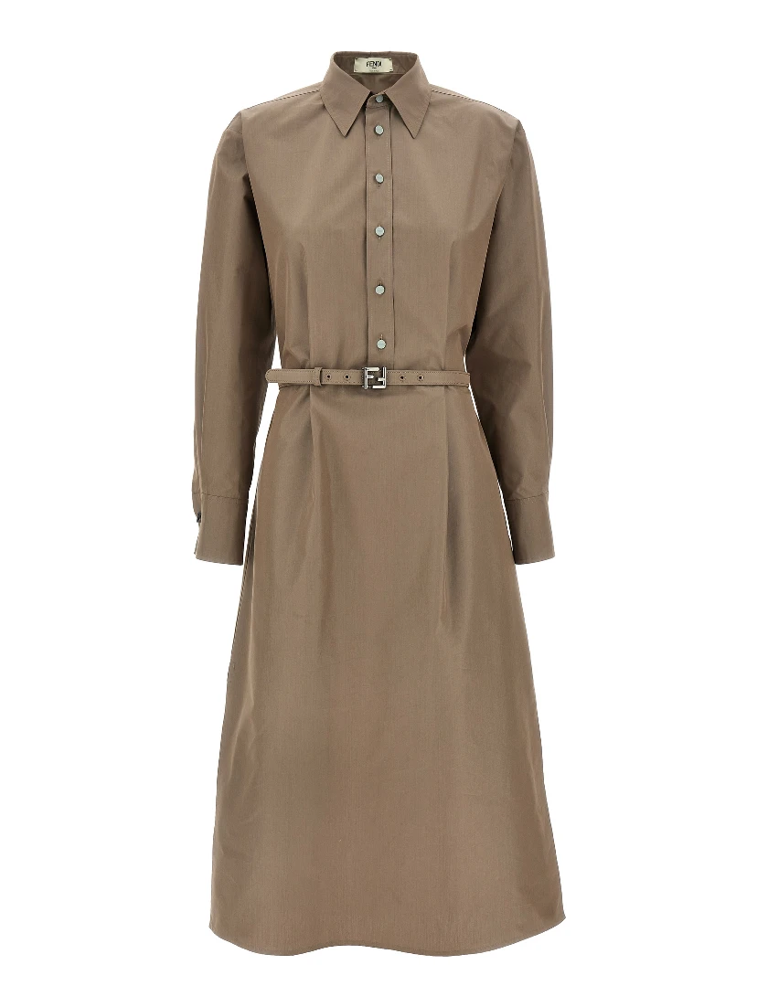 Gray Cotton Midi Dress
