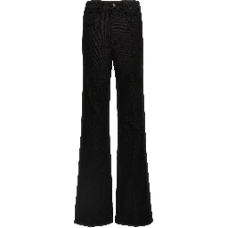 Black Cotton Flared Jeans