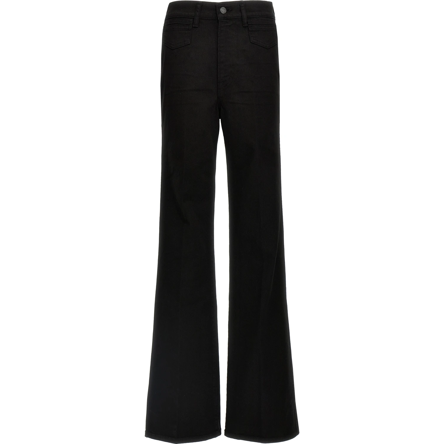 Black Cotton Flared Jeans