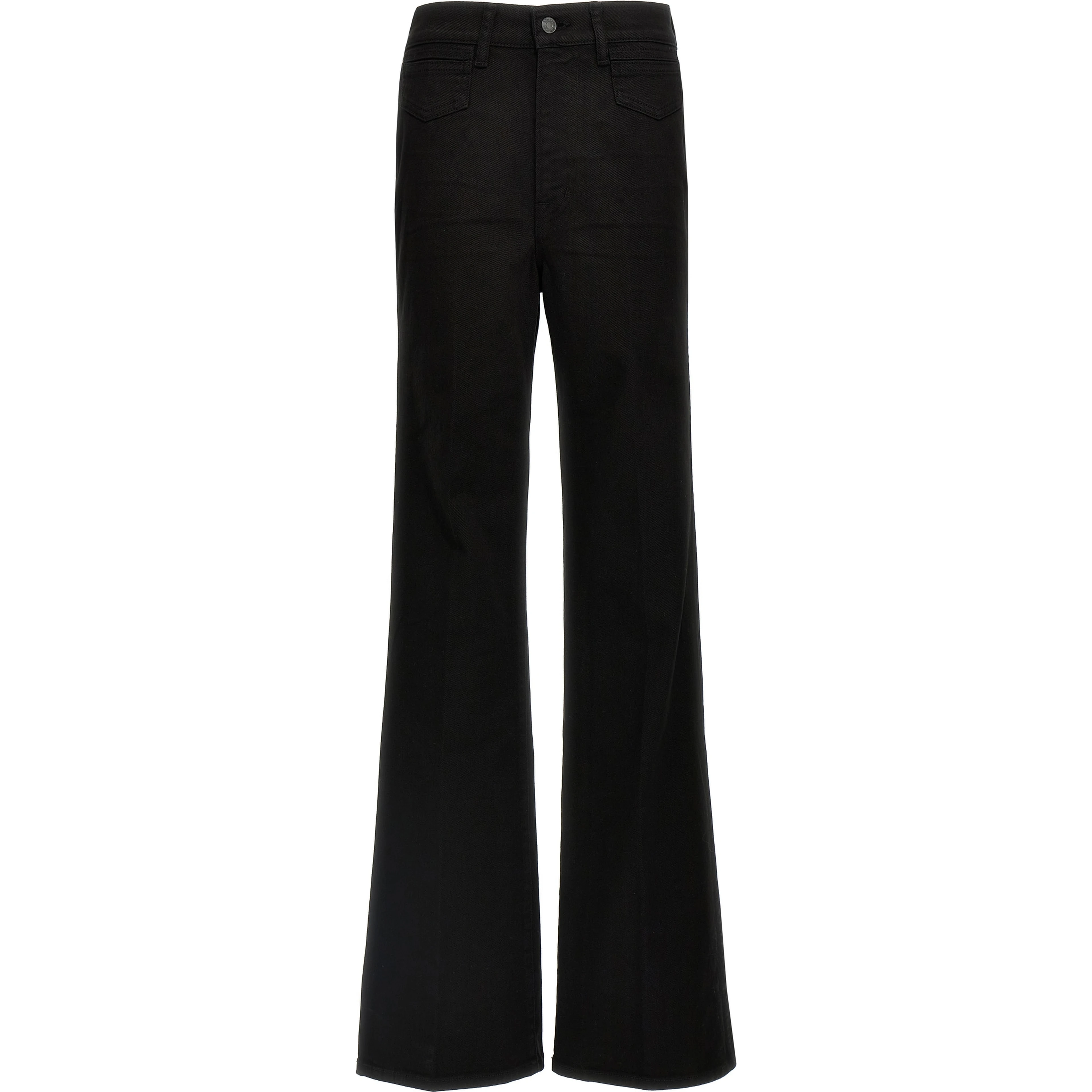 Black Cotton Flared Jeans