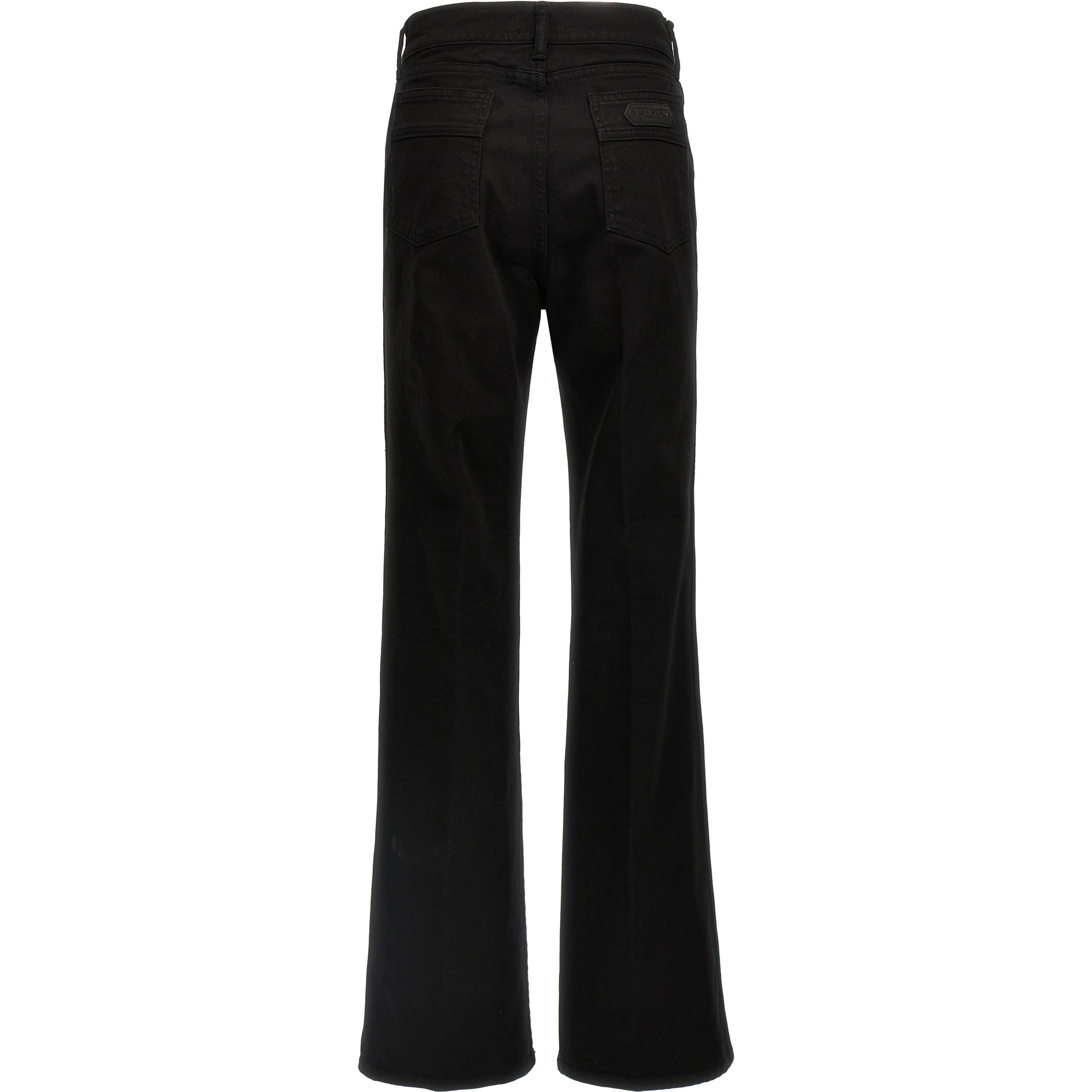 Black Cotton Flared Jeans