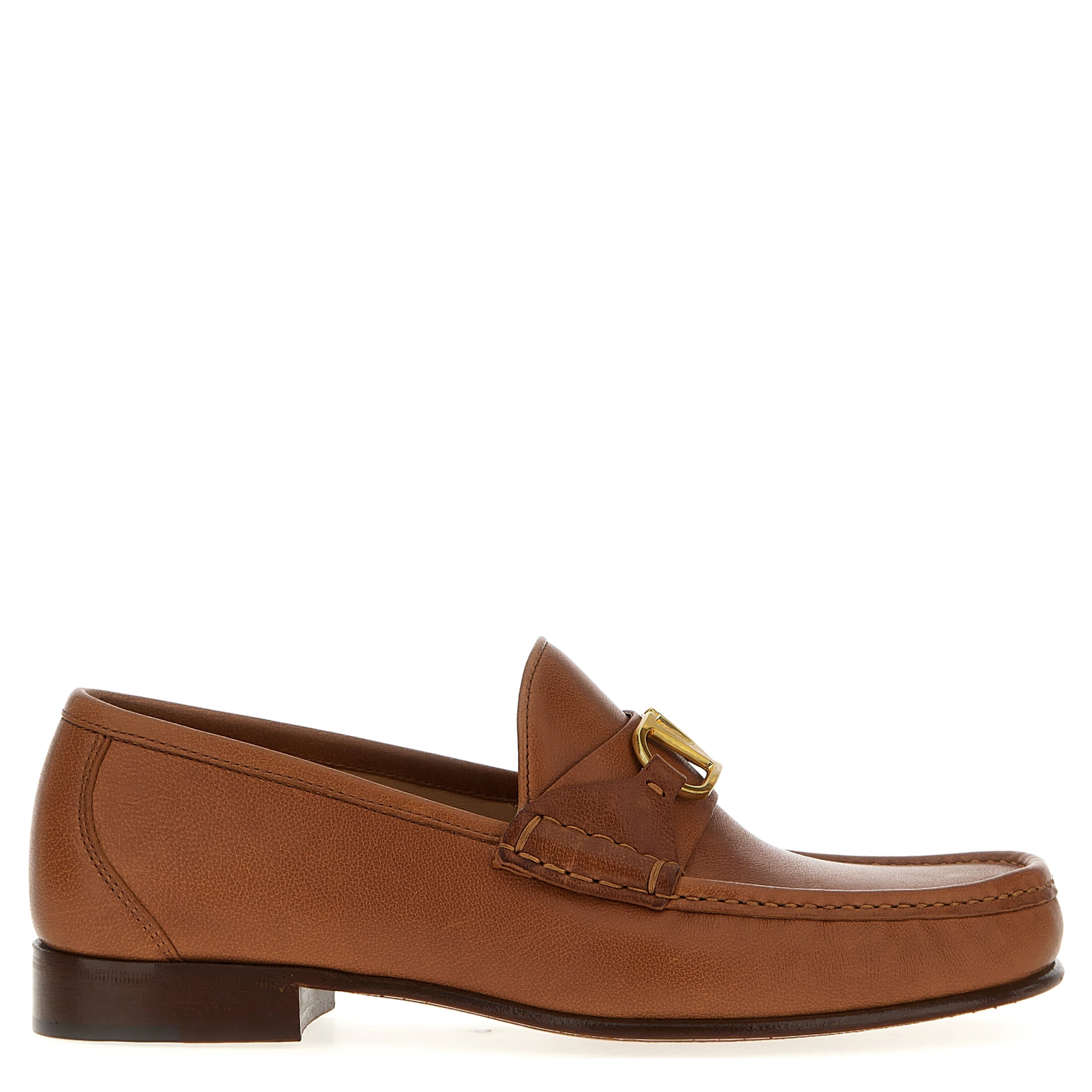 Brown Leather Slip-On Loafers