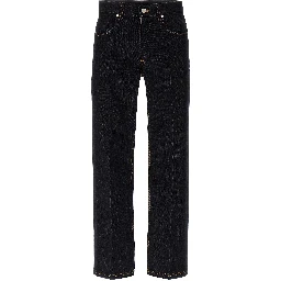 Blue Cotton Straight-Leg Jeans