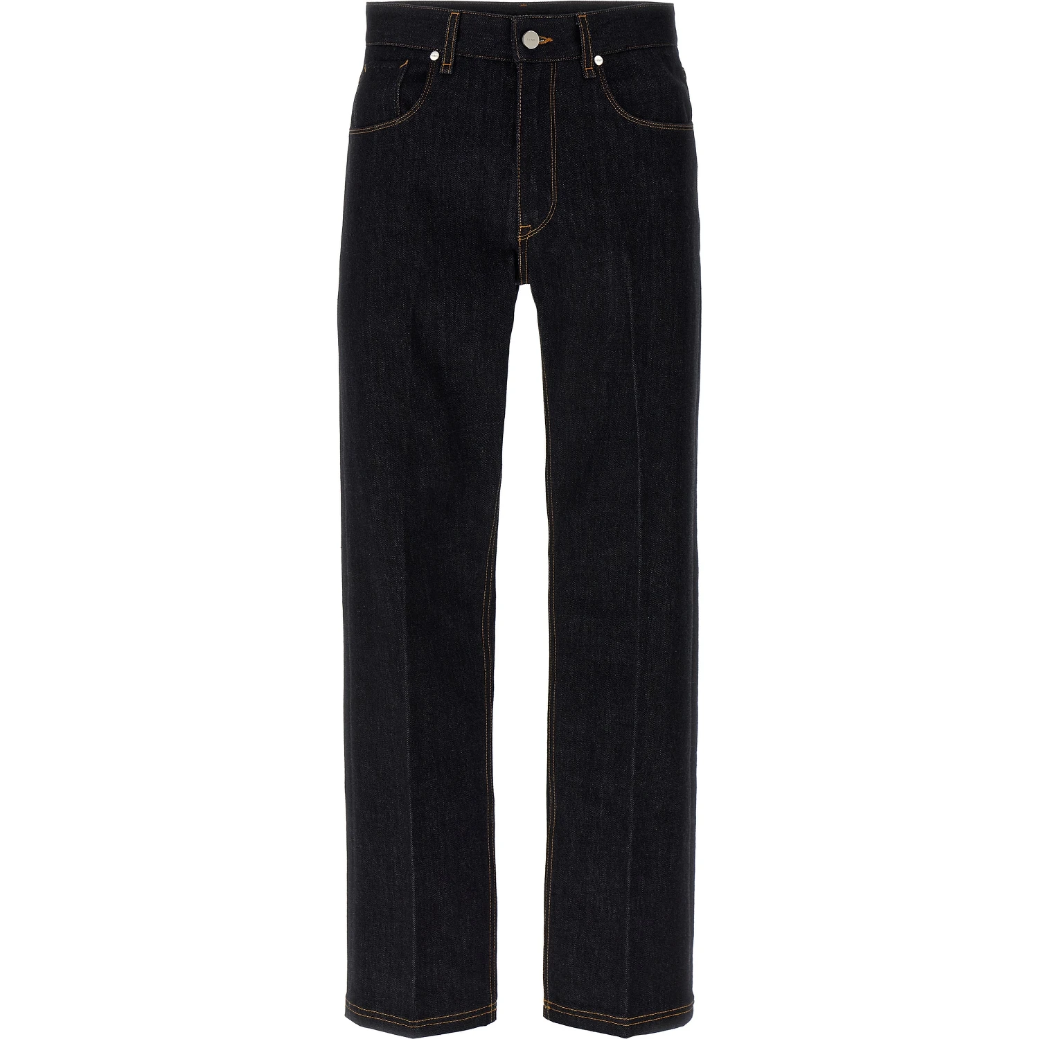 Blue Cotton Straight-Leg Jeans