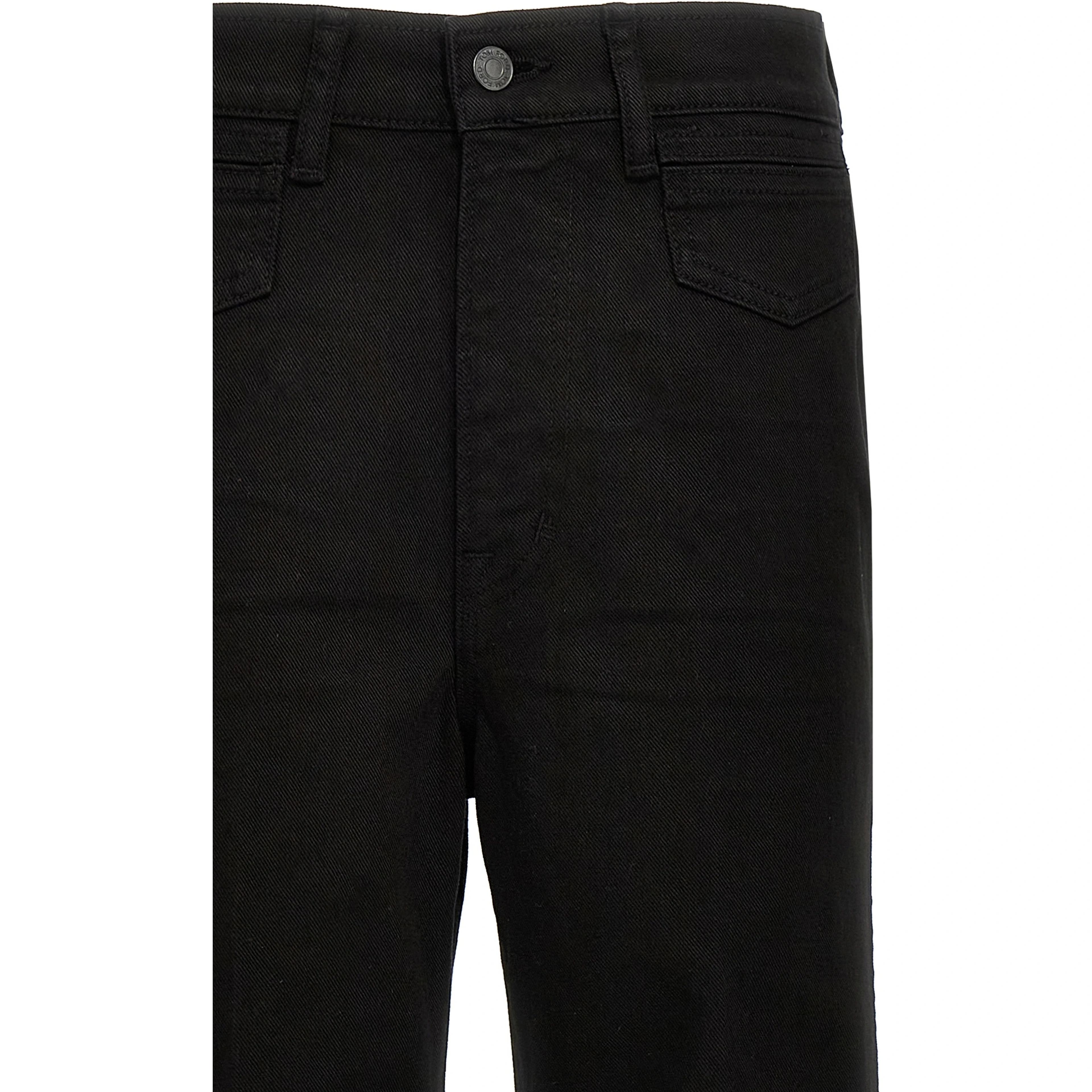 Black Cotton Flared Jeans