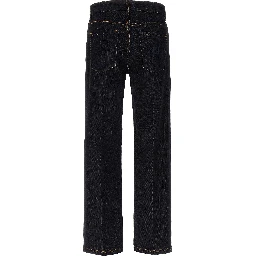 Blue Cotton Straight-Leg Jeans