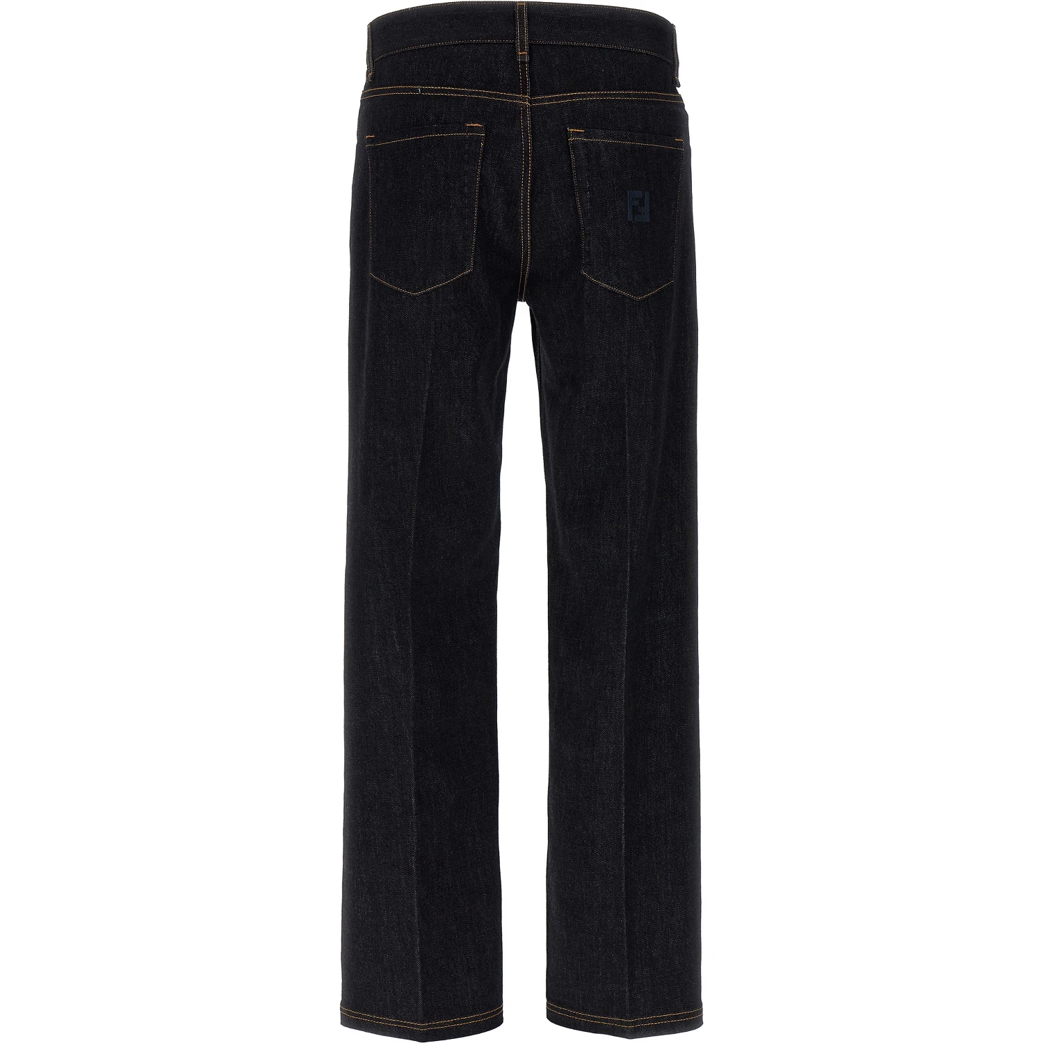 Blue Cotton Straight-Leg Jeans