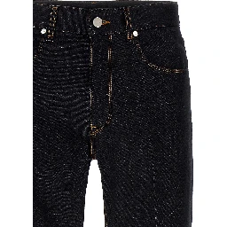 Blue Cotton Straight-Leg Jeans